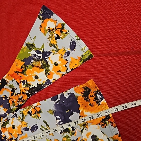 veronicam blue gray orange black floral print mini dress bell sleeve Small EUC - Picture 5 of 7